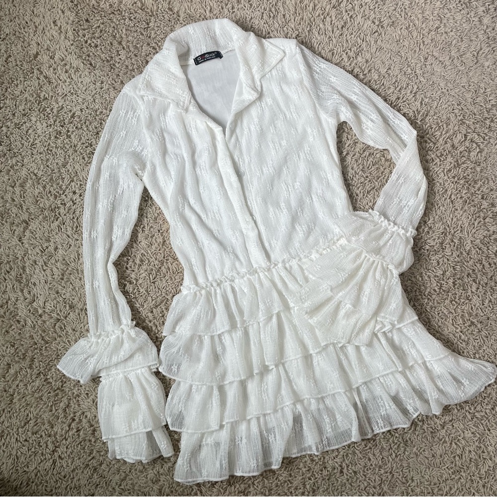Vintage Lace Button Up Mini Dress